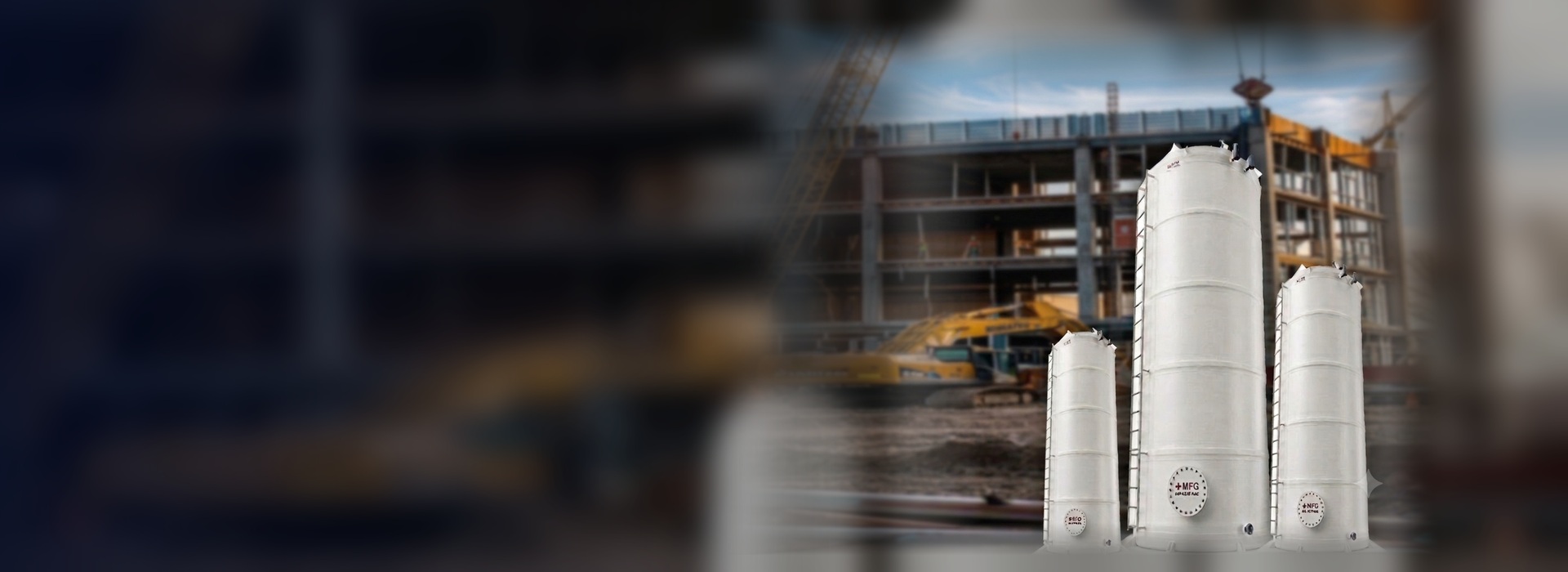 Al Majd GRP Vertical Tanks at Construction Site